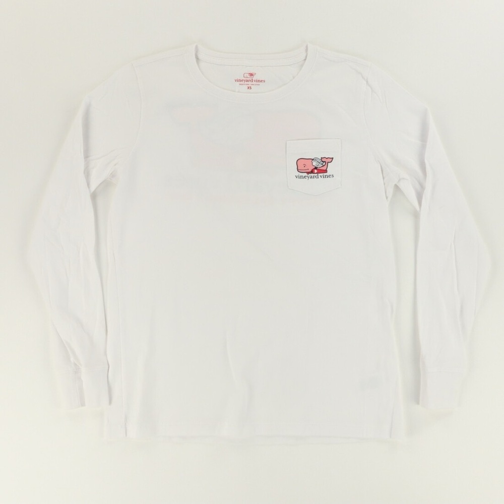 Vineyard Vines White Long Sleeve Shirt with Valentines Whale!